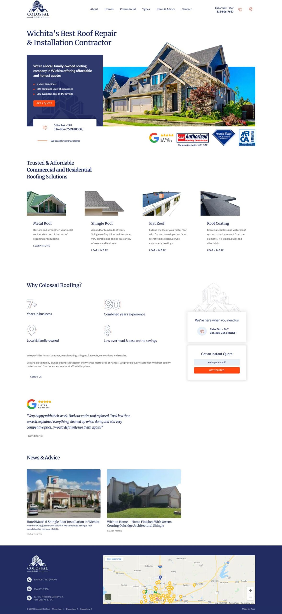 Web Redesign For A Wichita Roofing Company